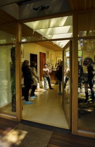 Tour-goers in the new gallery area of the Belluschi House(photo by Drew Nasto)