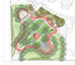 Proposed commemorative garden and therapeutic playground on site of Howard Hall (Image courtesy Scott|Edwards Architecture LLP)