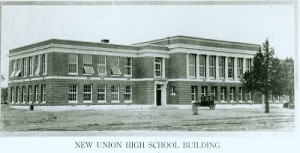 Historic image of Redmond Union High School, circa 1922. 